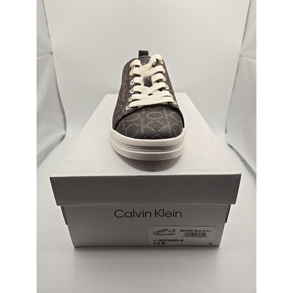 Calvin Klein Michaela CK Logo Monogram Casual Sneakers Shoes Brown Size 7.5 NEW - Picture 8 of 8